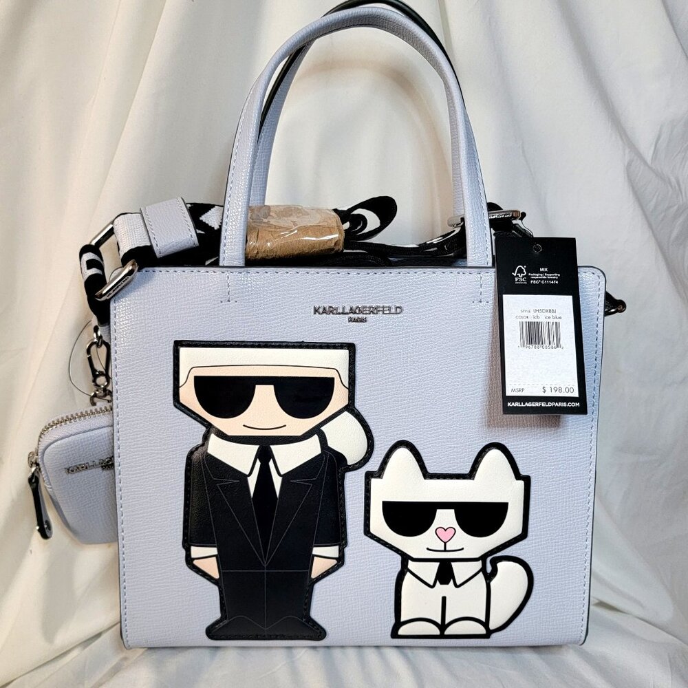 Karl Lagerfeld Paris Ice Blue Satchel w/ Silky Dust Bag ~ $198 Retail ~ NWT